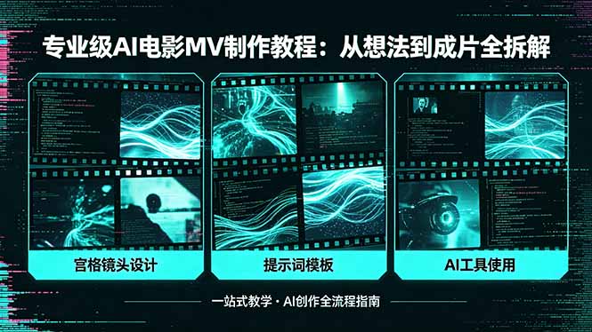 (18295期)专业级AI电影MV制作教程,从想法到成片全拆解,宫格镜头+提示词模板+AI工具一站式教学 (18295期)专业级AI电影MV制作教程,从想法到成片全拆解,宫格镜头+提示词模板+AI工具一站式教学