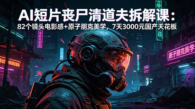 （18650期）AI短片《丧尸清道夫》拆解课：82个镜头电影感+原子朋克美学，7天3000元国产天花板